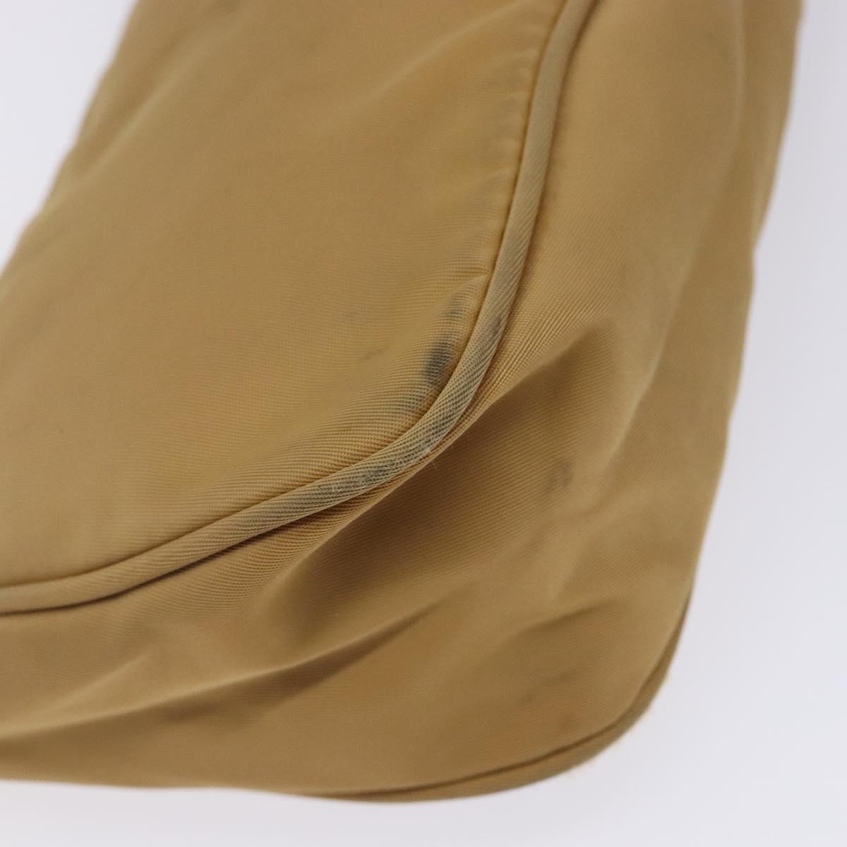 PRADA Accessory Pouch Nylon Beige Champagne Gold Silver Auth 133574