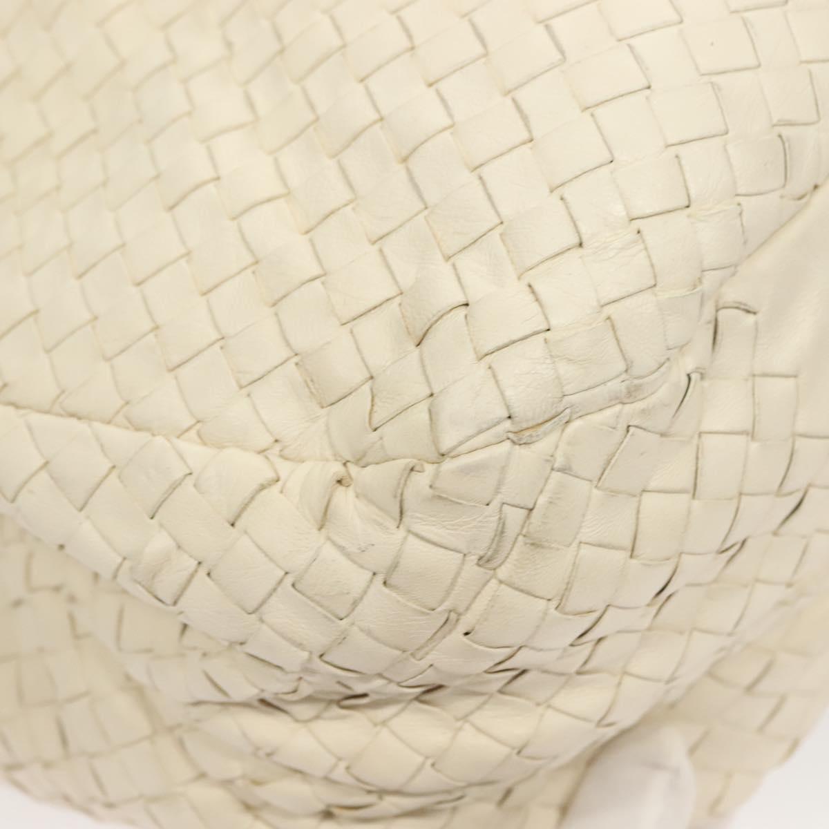 BOTTEGA VENETA INTRECCIATO Campana Shoulder Bag Leather White Auth 133575