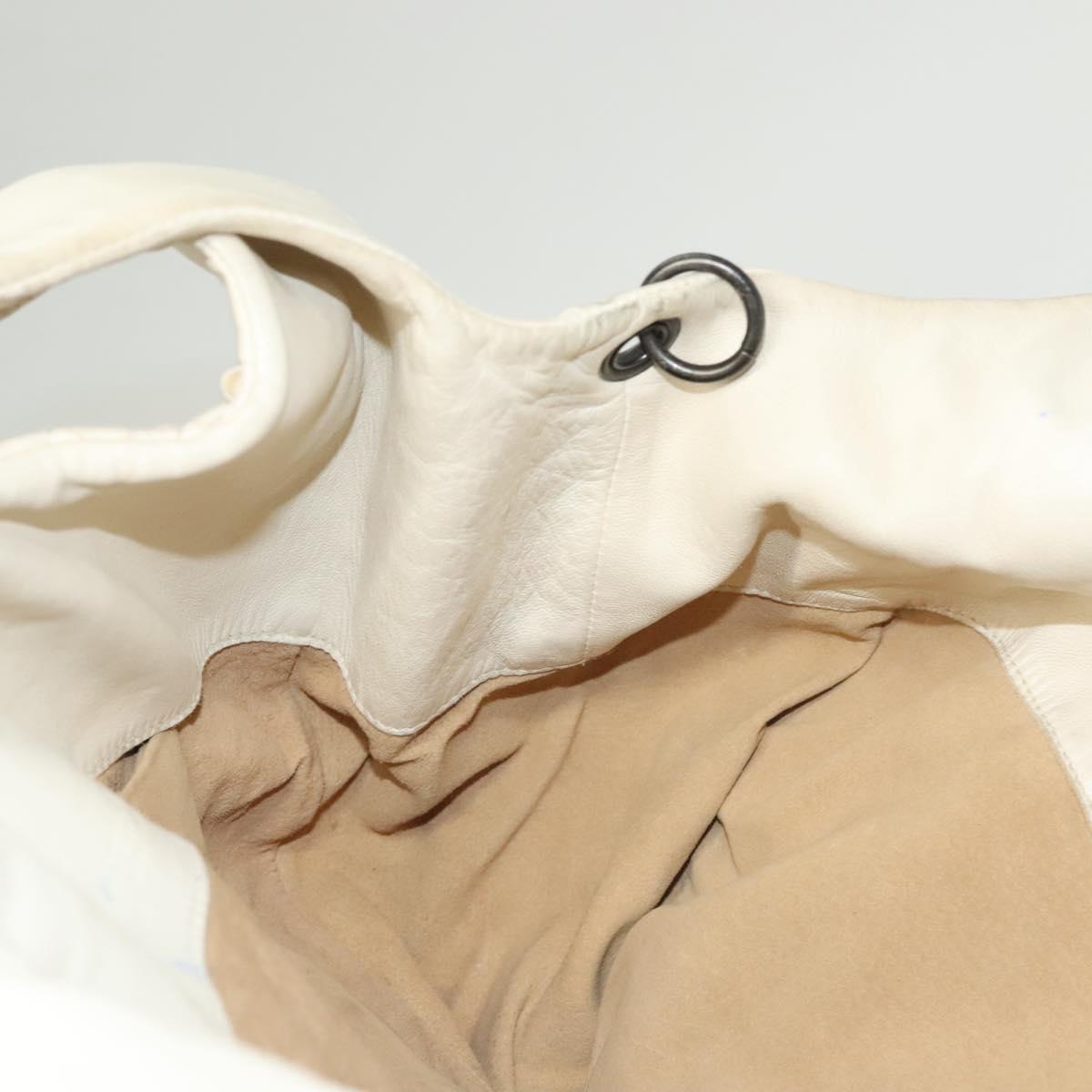 BOTTEGA VENETA INTRECCIATO Campana Shoulder Bag Leather White Auth 133575