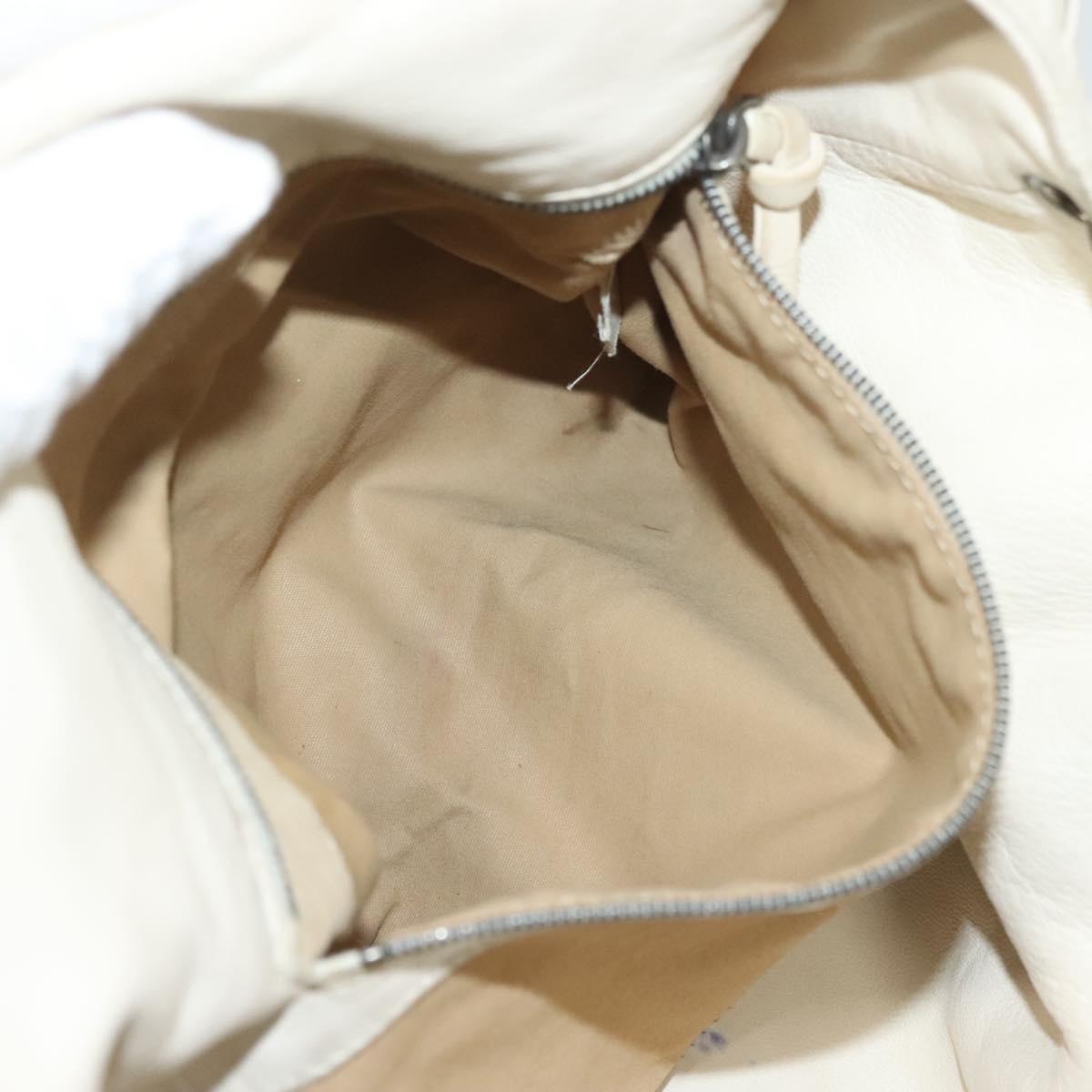 BOTTEGA VENETA INTRECCIATO Campana Shoulder Bag Leather White Auth 133575