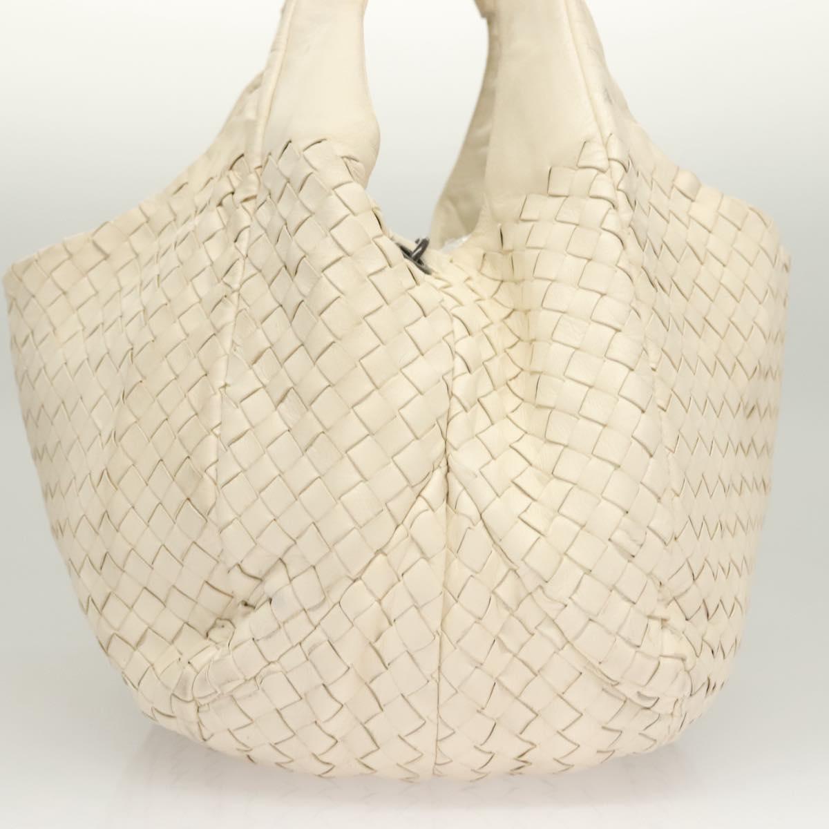 BOTTEGA VENETA INTRECCIATO Campana Shoulder Bag Leather White Auth 133575