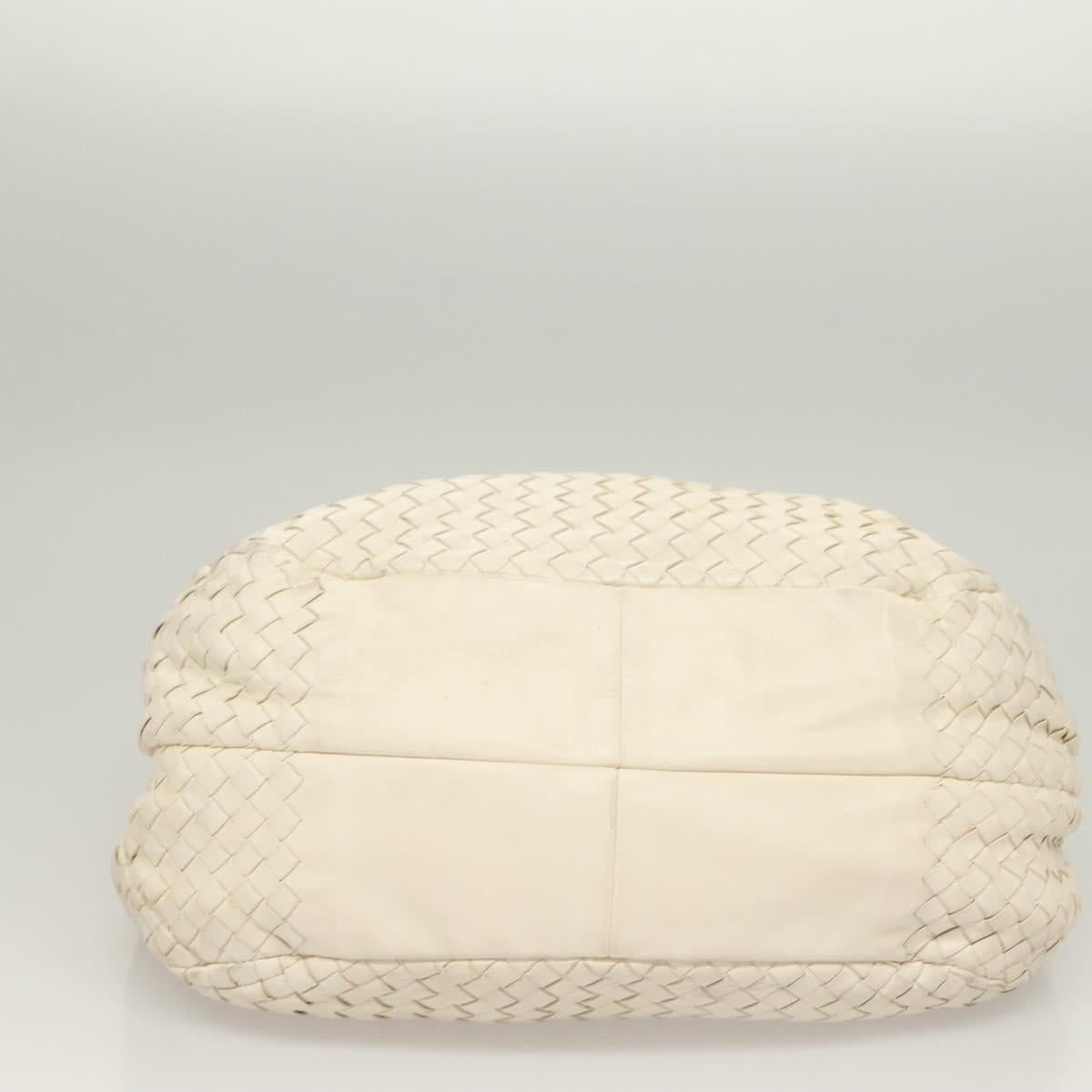 BOTTEGA VENETA INTRECCIATO Campana Shoulder Bag Leather White Auth 133575