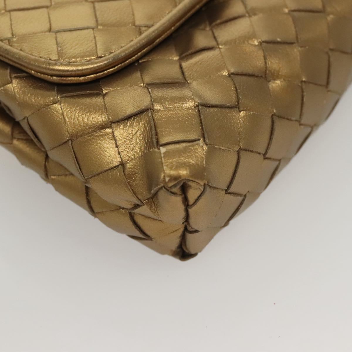 BOTTEGA VENETA INTRECCIATO Shoulder Bag Leather Gold Auth 133586