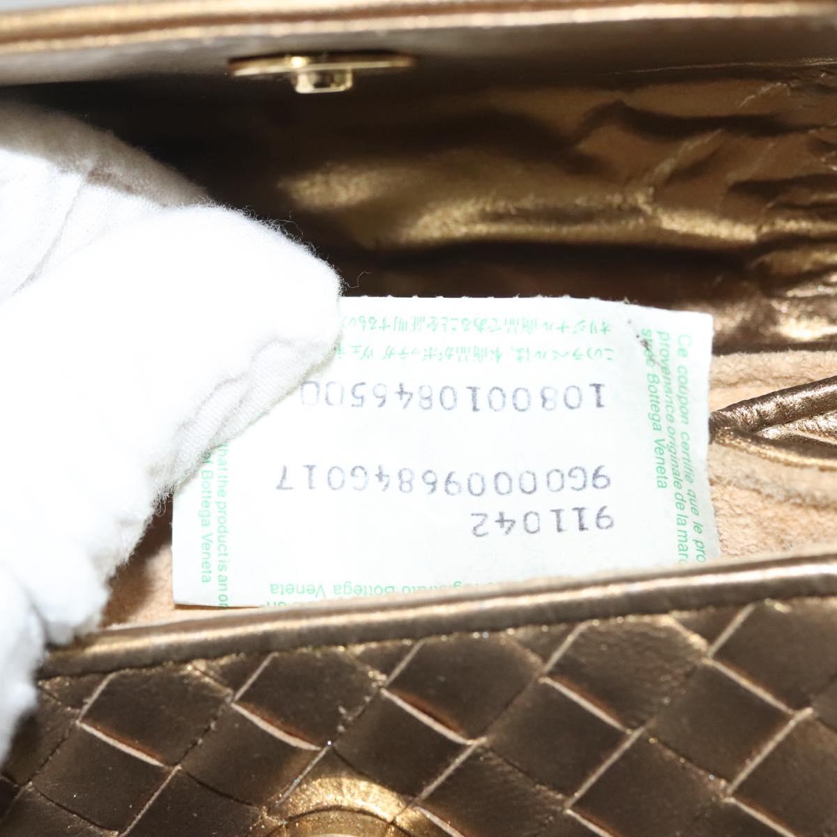 BOTTEGA VENETA INTRECCIATO Shoulder Bag Leather Gold Auth 133586