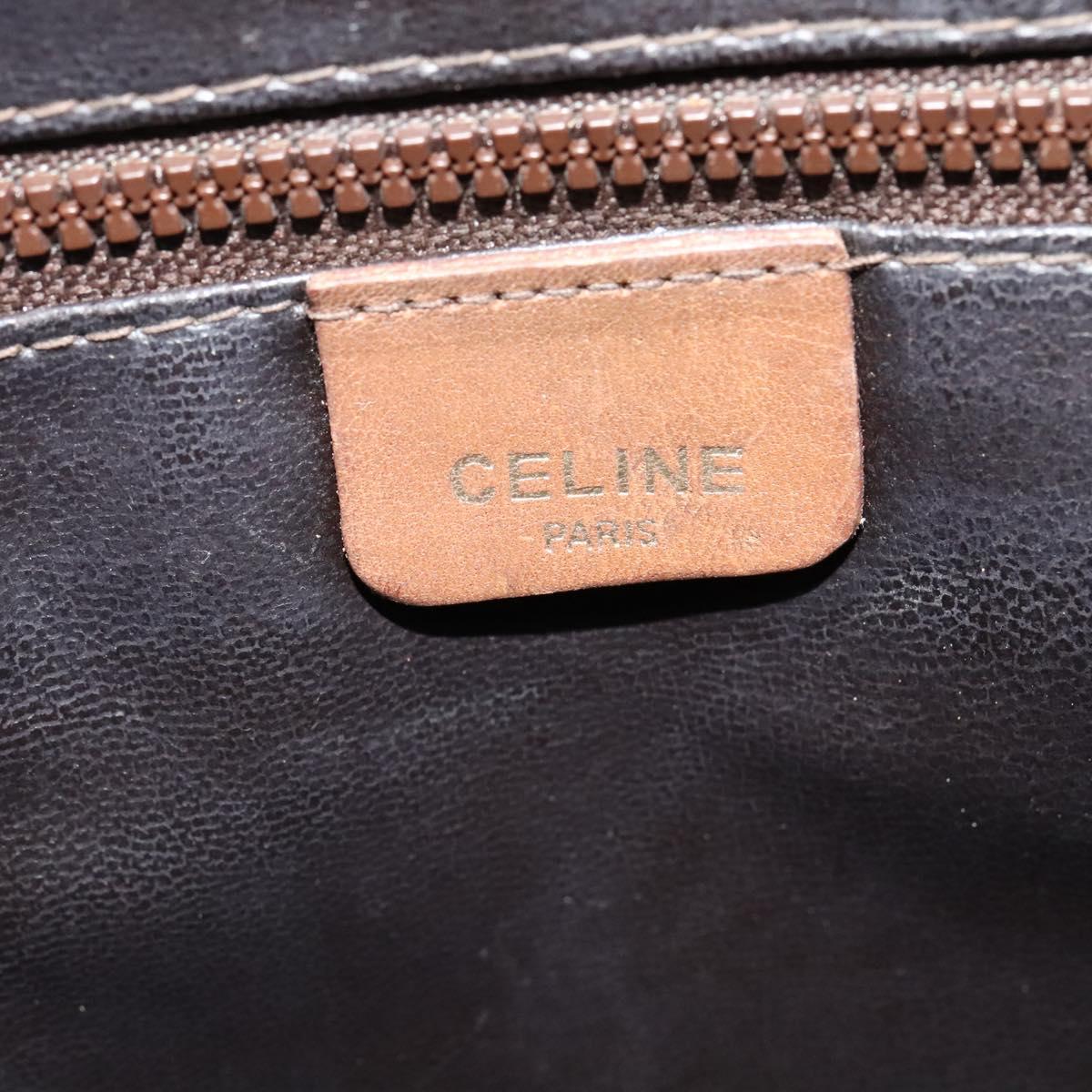 CELINE Macadam Canvas Shoulder Bag PVC Beige Gold Auth 133587