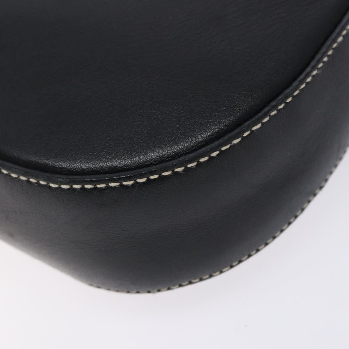 Salvatore Ferragamo Gancini Shoulder Bag Leather Black Silver Auth 133590