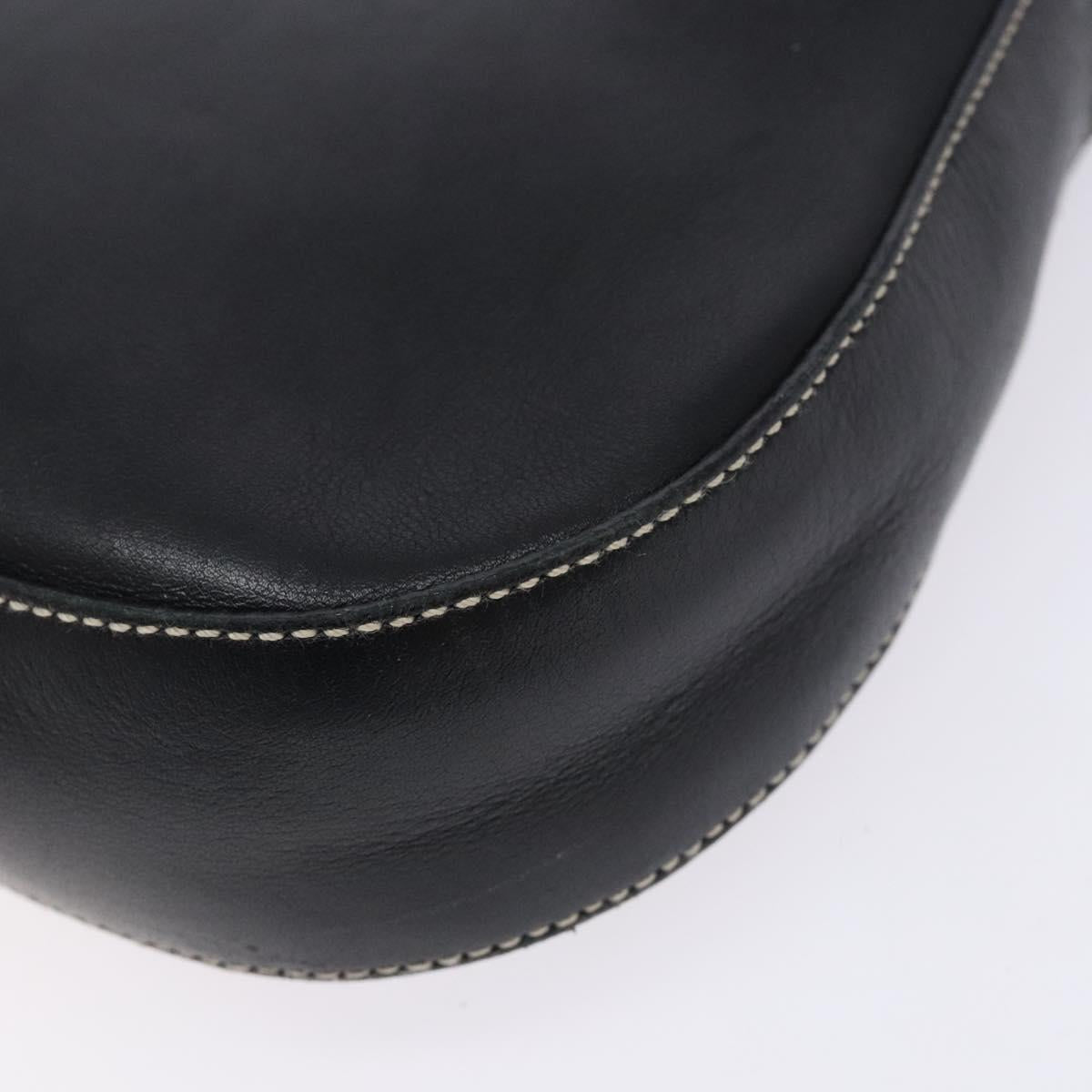 Salvatore Ferragamo Gancini Shoulder Bag Leather Black Silver Auth 133590