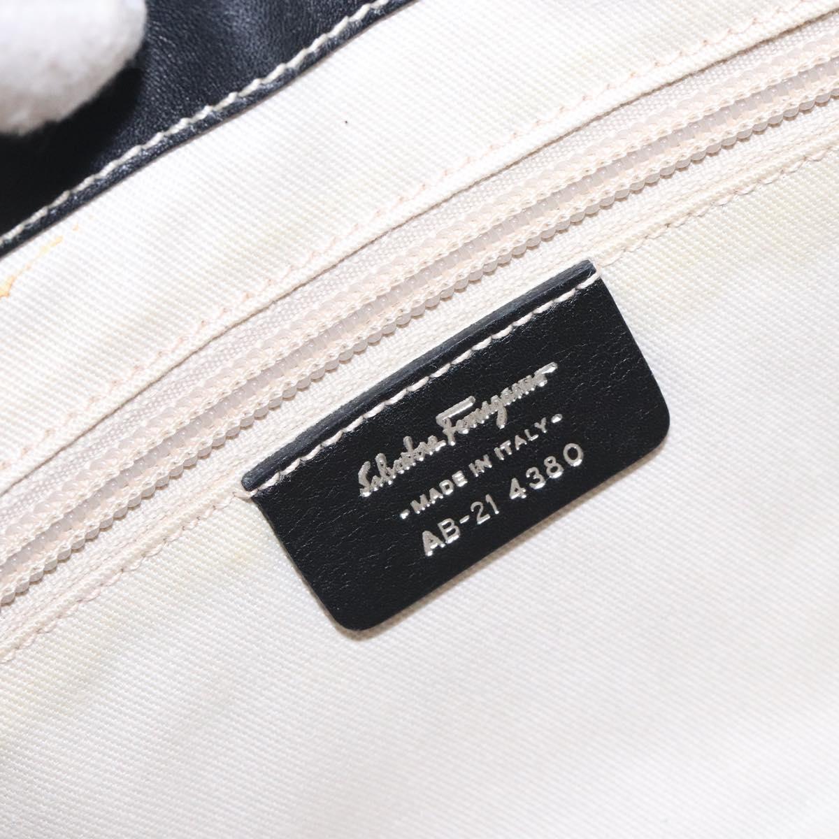 Salvatore Ferragamo Gancini Shoulder Bag Leather Black Silver Auth 133590