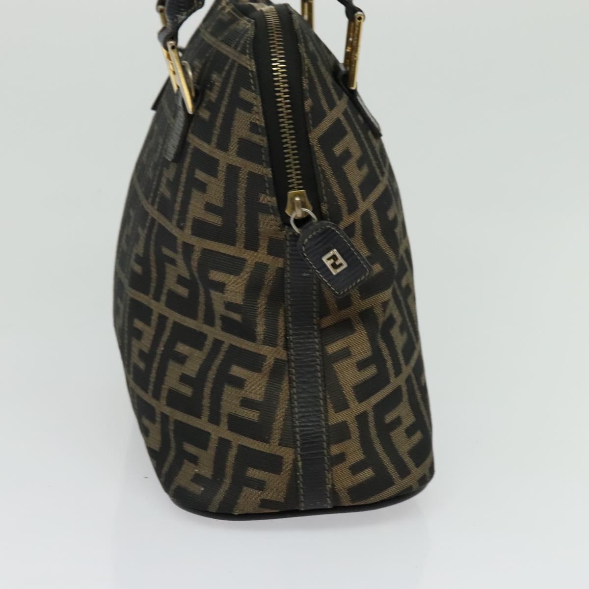 FENDI Zucca Canvas Hand Bag 2way Black Brown gold Auth 133607