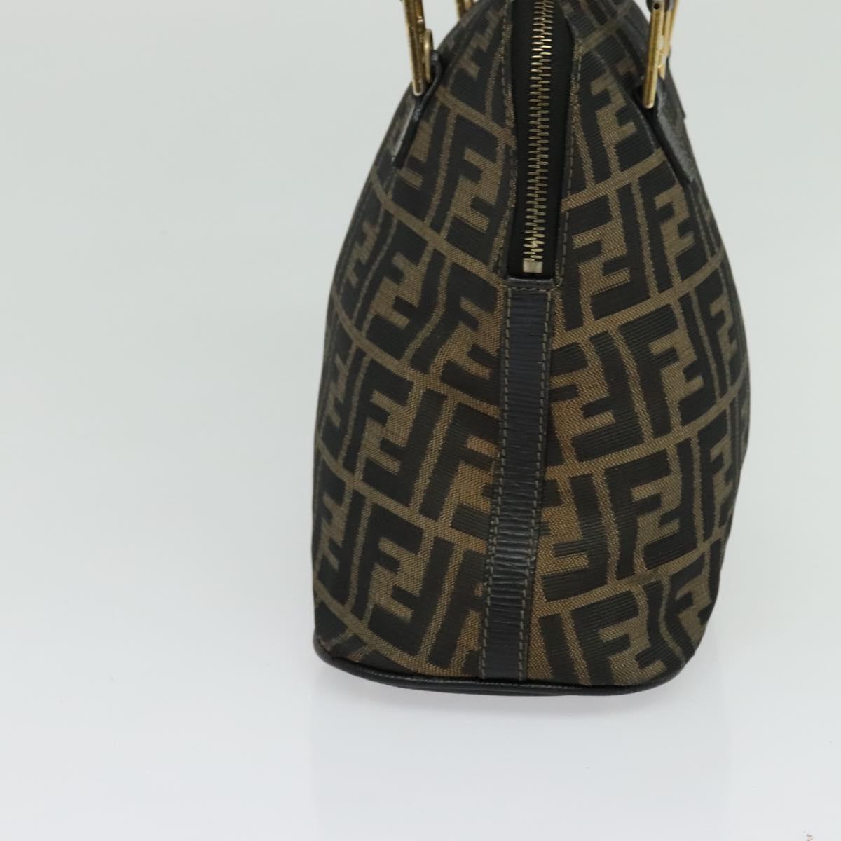 FENDI Zucca Canvas Hand Bag 2way Black Brown gold Auth 133607