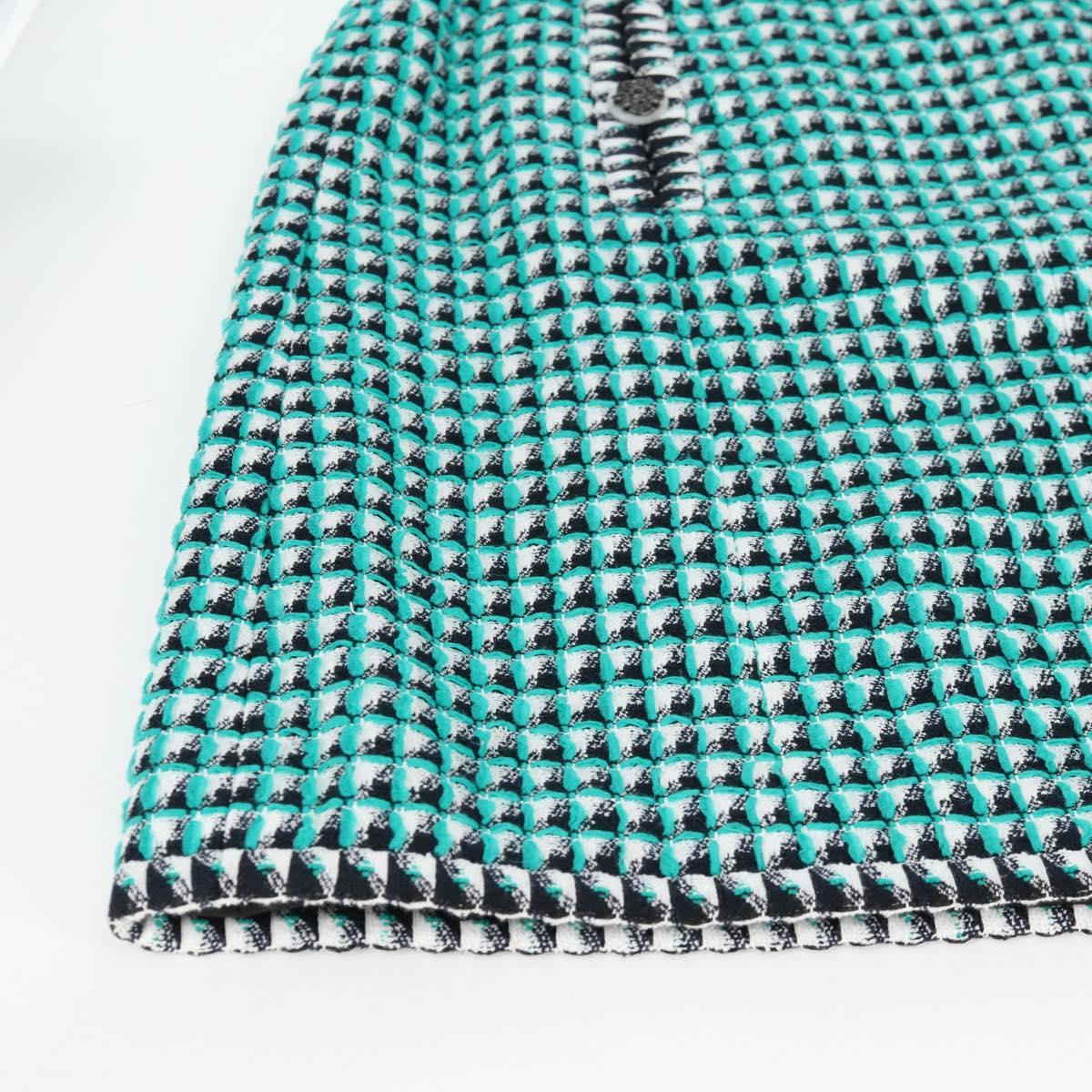 CHANEL Skirt Tweed Green Black CC Auth 133643M