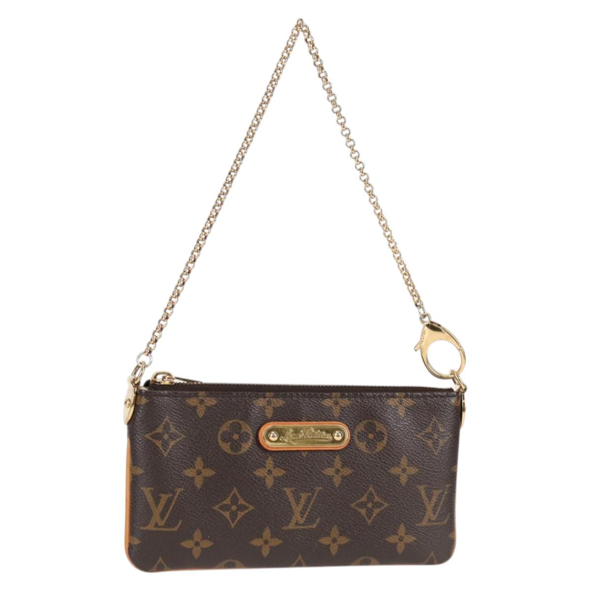LOUIS VUITTON Monogram Chain Pochette Mila MM Pouch M60094 Auth 133662V