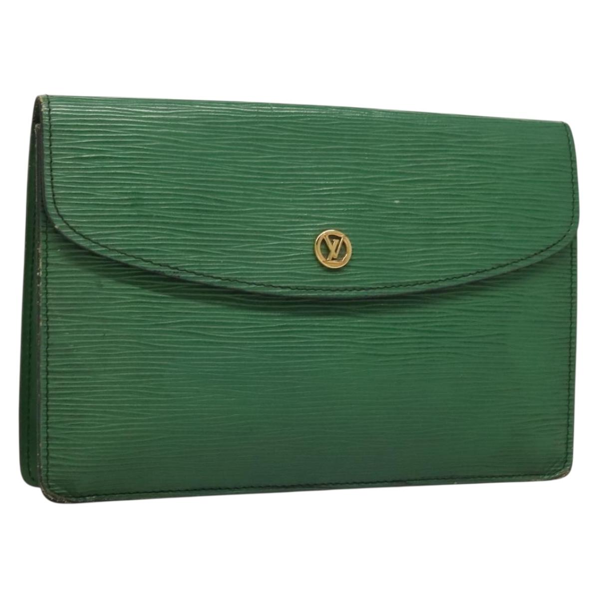 LOUIS VUITTON Epi Montaigne 23 Clutch Bag Green M52664 LV Auth 133690