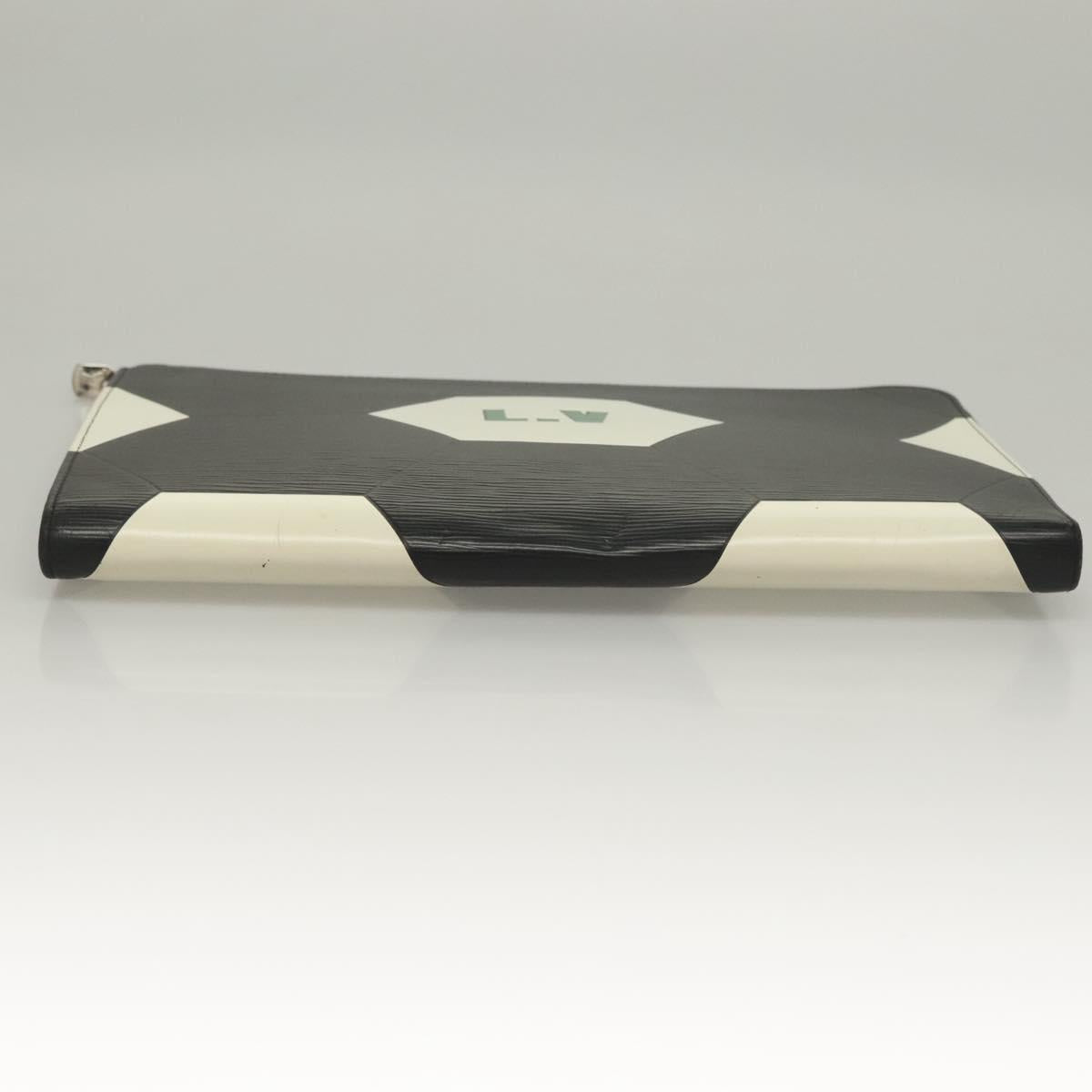 LOUIS VUITTON Epi Pochette Jules GM Clutch Bag Black White M63295 LV Auth 133695