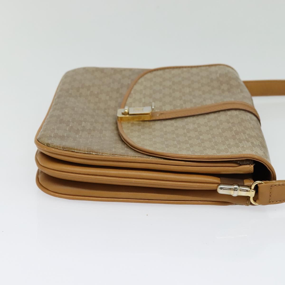 CELINE Macadam Canvas Shoulder Bag PVC Beige Gold Auth 133723
