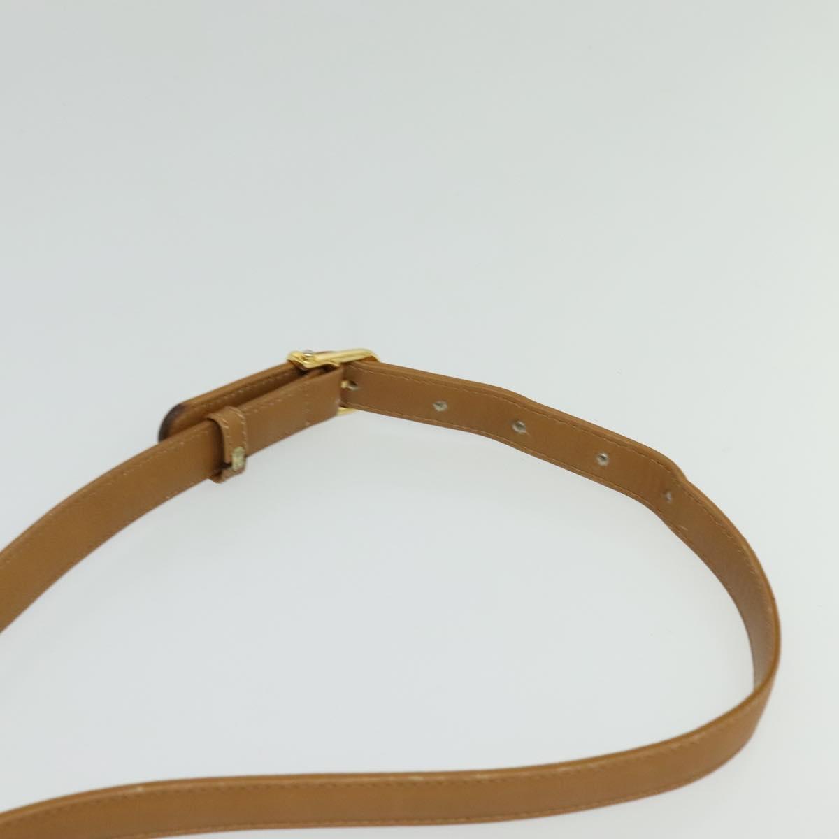 CELINE Macadam Canvas Shoulder Bag PVC Beige Gold Auth 133723