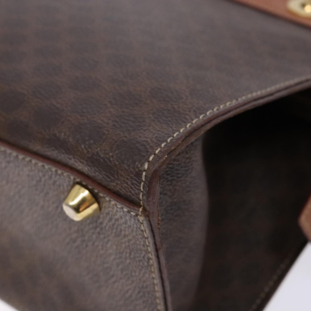 CELINE Macadam Canvas Hand Bag PVC Leather Brown Gold Auth 133724