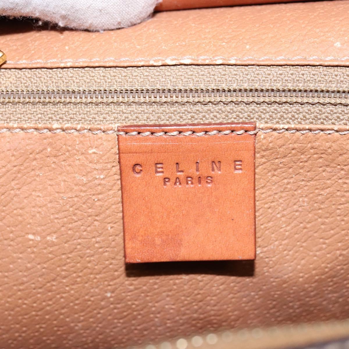 CELINE Macadam Canvas Hand Bag PVC Leather Brown Gold Auth 133724