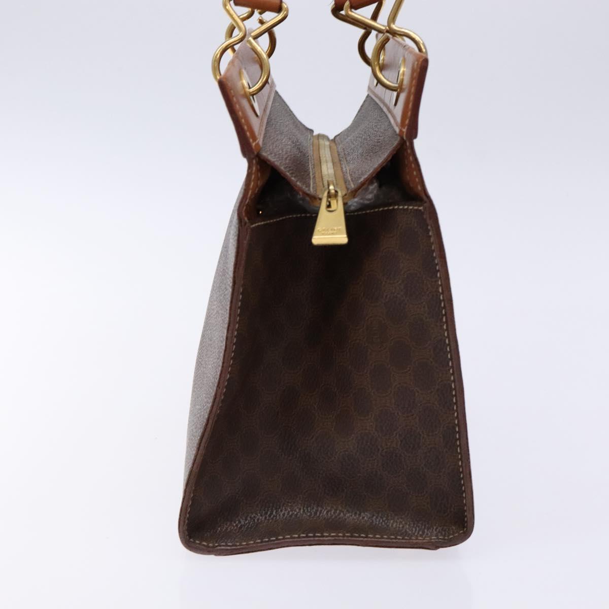 CELINE Macadam Canvas Hand Bag PVC Leather Brown Gold Auth 133724