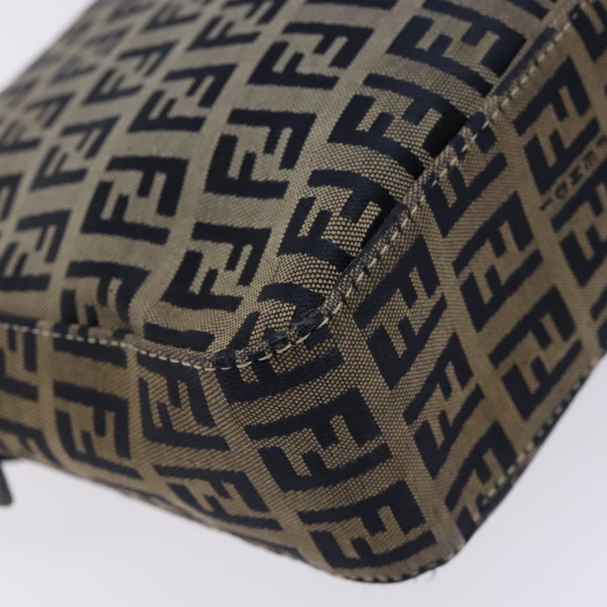 FENDI Zucchino Canvas Mamma Baguette Shoulder Bag Navy Silver Auth 133731