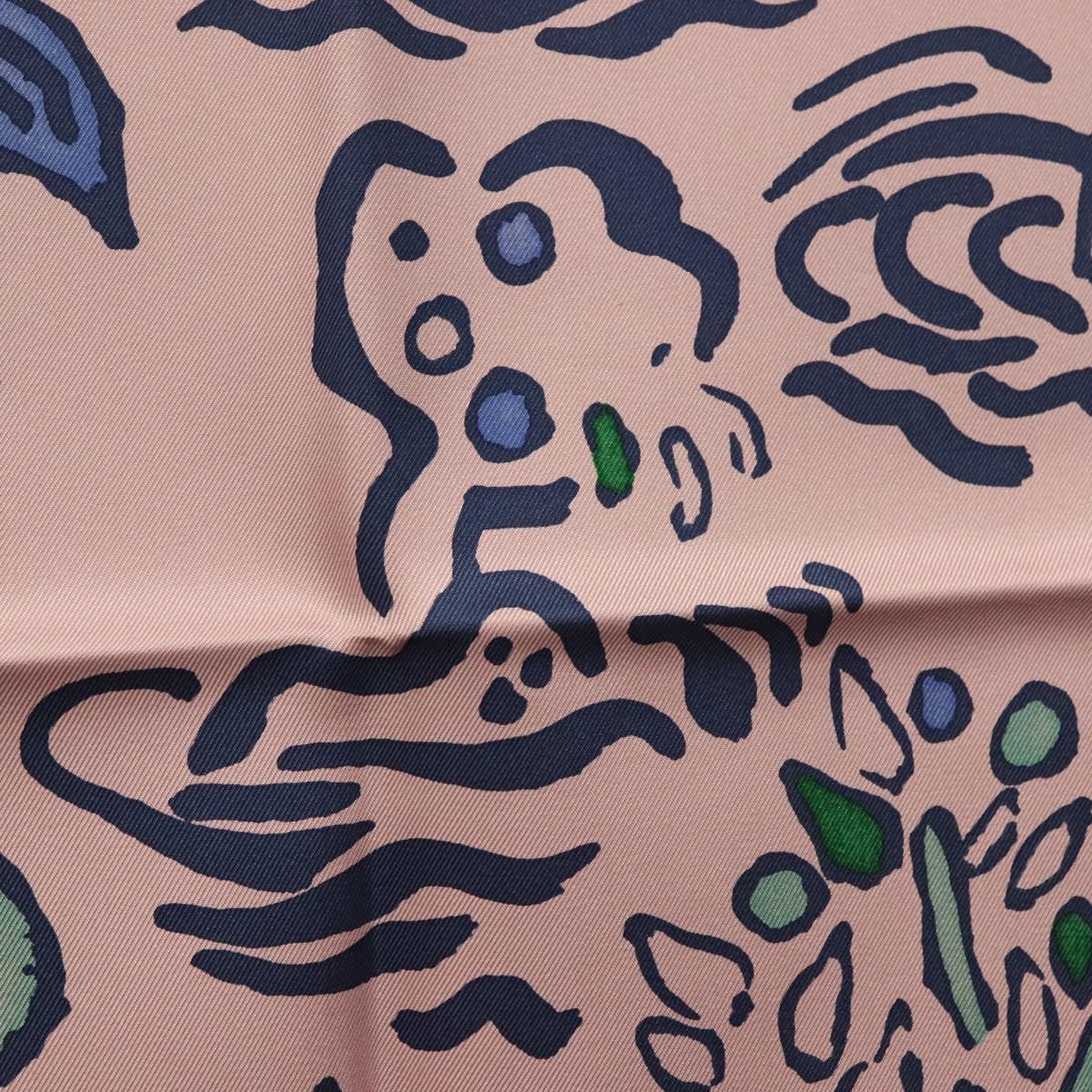 HERMES Carre 90 Scarf ""ISOLA DI PRIMAVERA"" Silk Pink Auth 133737