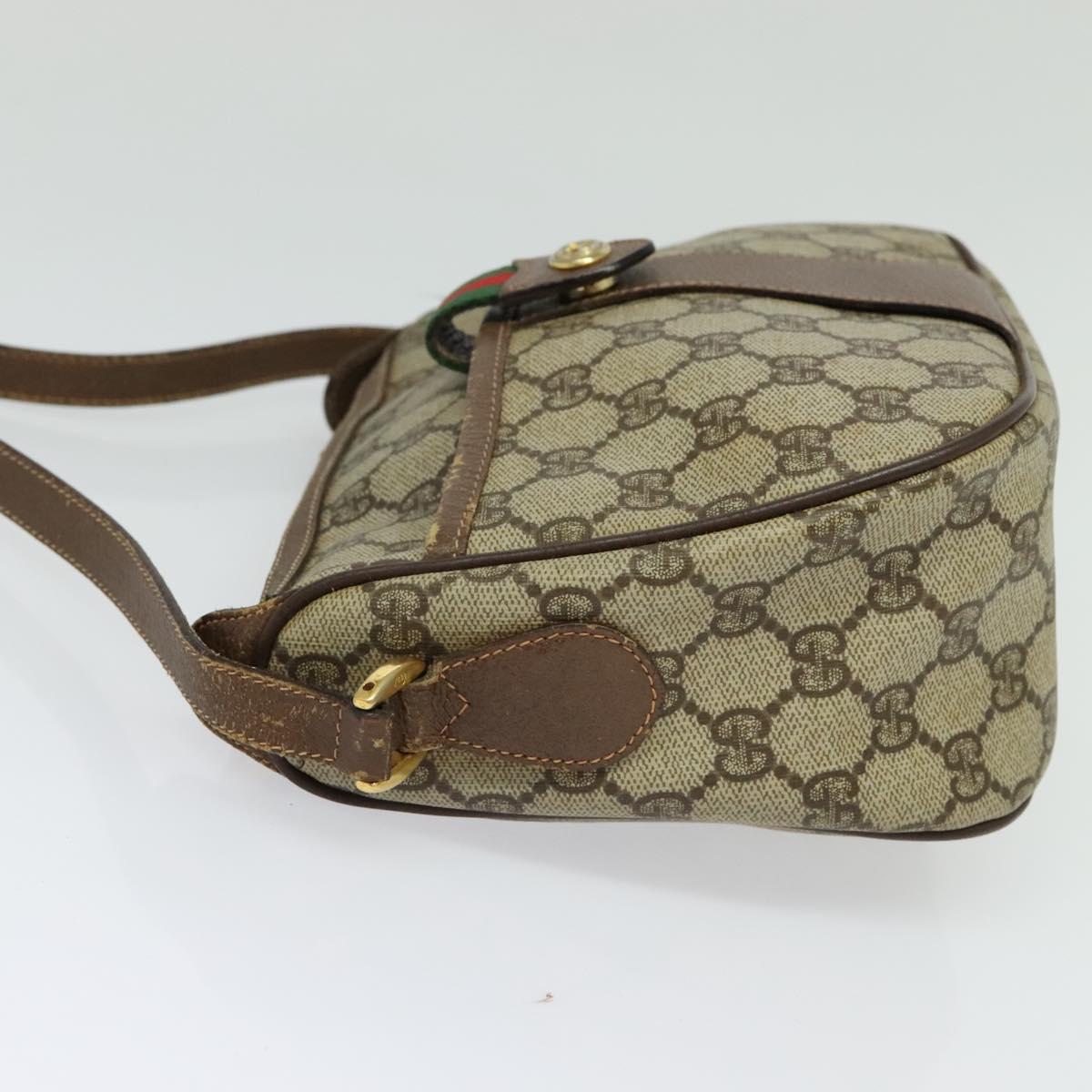 GUCCI GG Supreme Web Sherry Line Bag PVC Beige Gold Red 89 02 032 Auth 133747