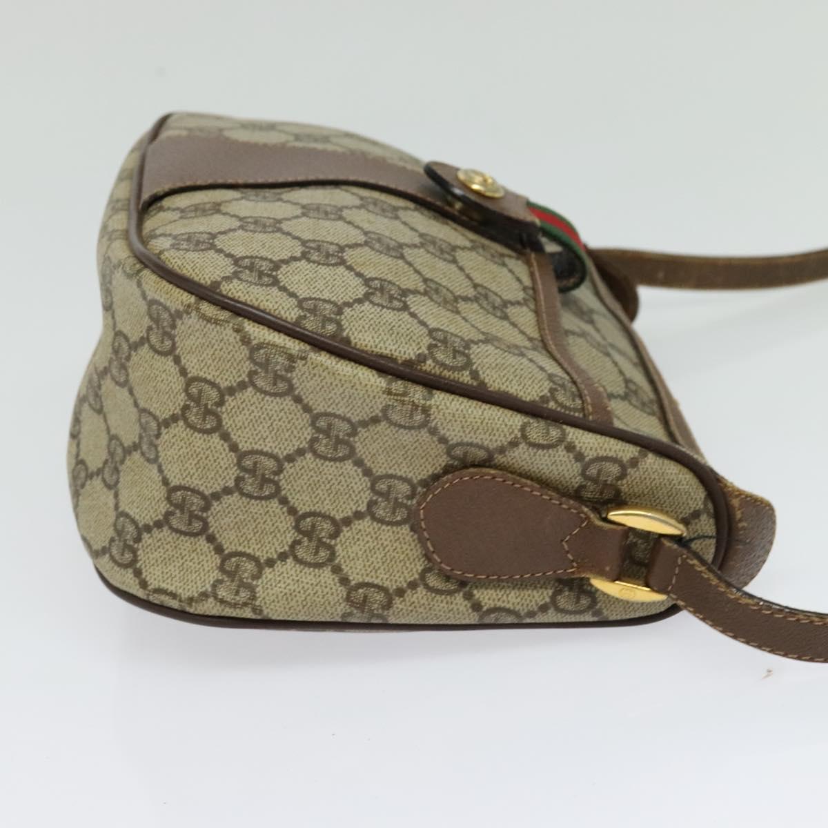 GUCCI GG Supreme Web Sherry Line Bag PVC Beige Gold Red 89 02 032 Auth 133747