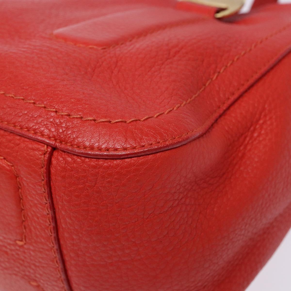 Salvatore Ferragamo Vala Hand Bag Leather Red Gold Auth 133749