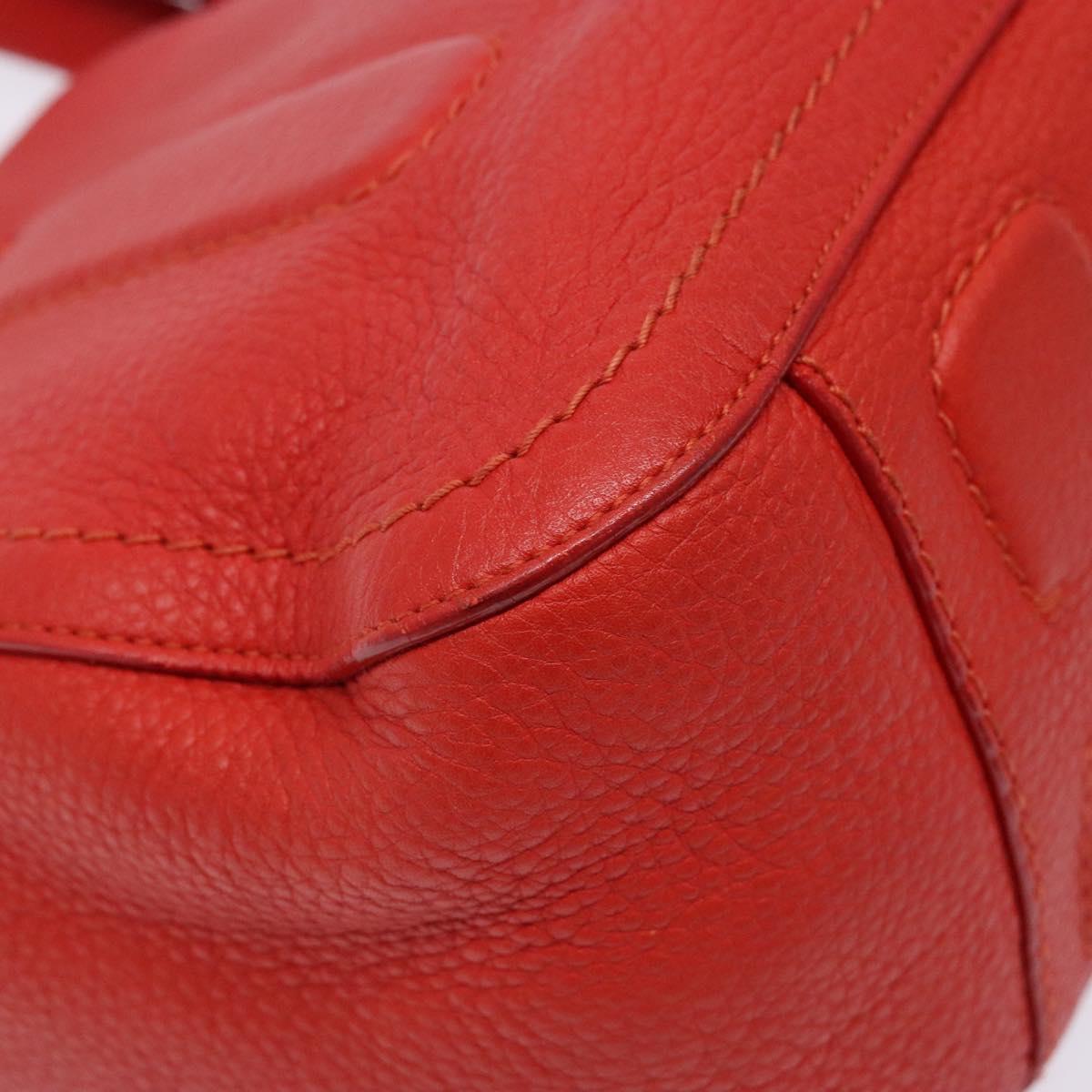Salvatore Ferragamo Vala Hand Bag Leather Red Gold Auth 133749
