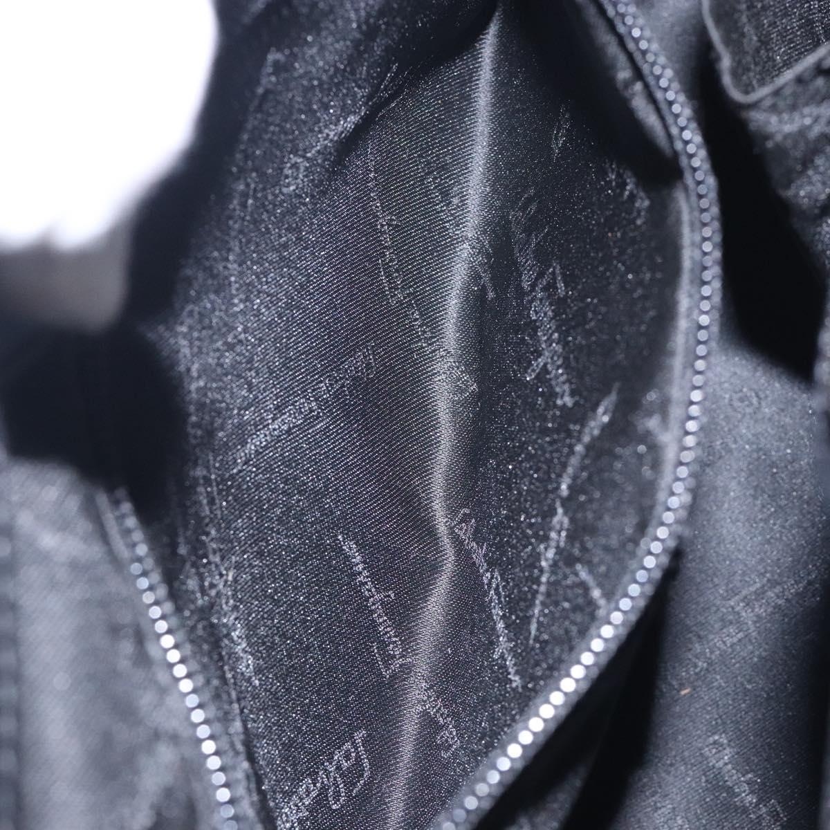 Salvatore Ferragamo Gancini Hand Bag Leather Black Auth 133750