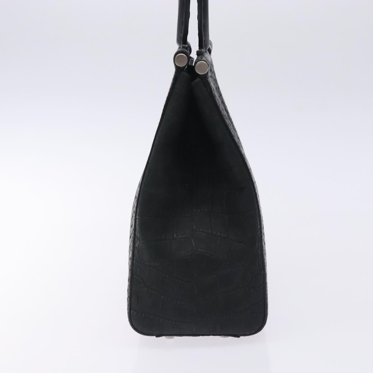 Salvatore Ferragamo Gancini Hand Bag Leather Black Auth 133750