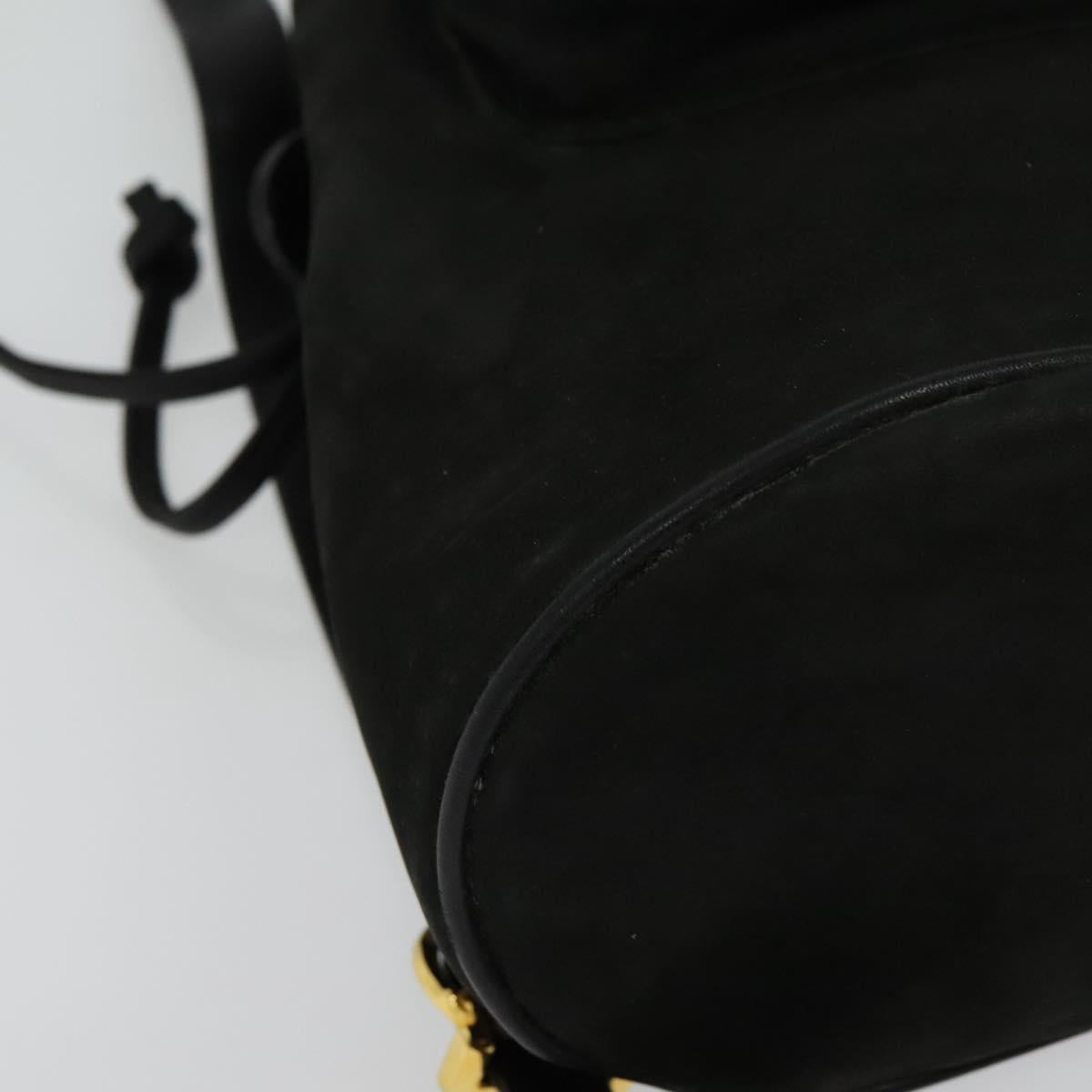 Salvatore Ferragamo Vala Vala Backpack Suede Black Gold Auth 133755
