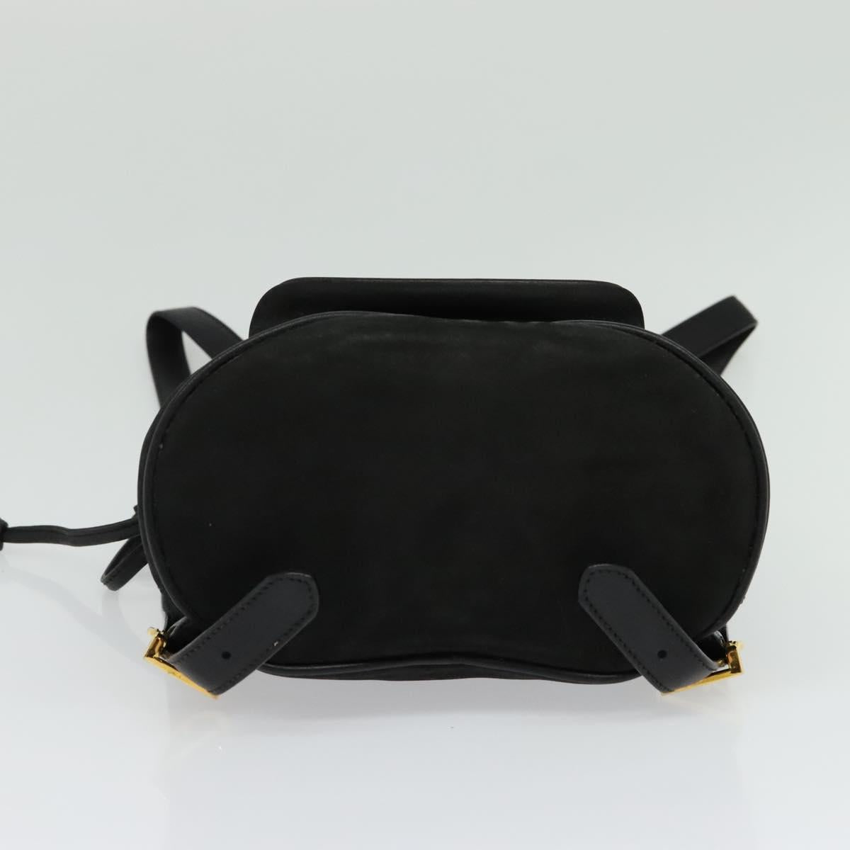Salvatore Ferragamo Vala Vala Backpack Suede Black Gold Auth 133755