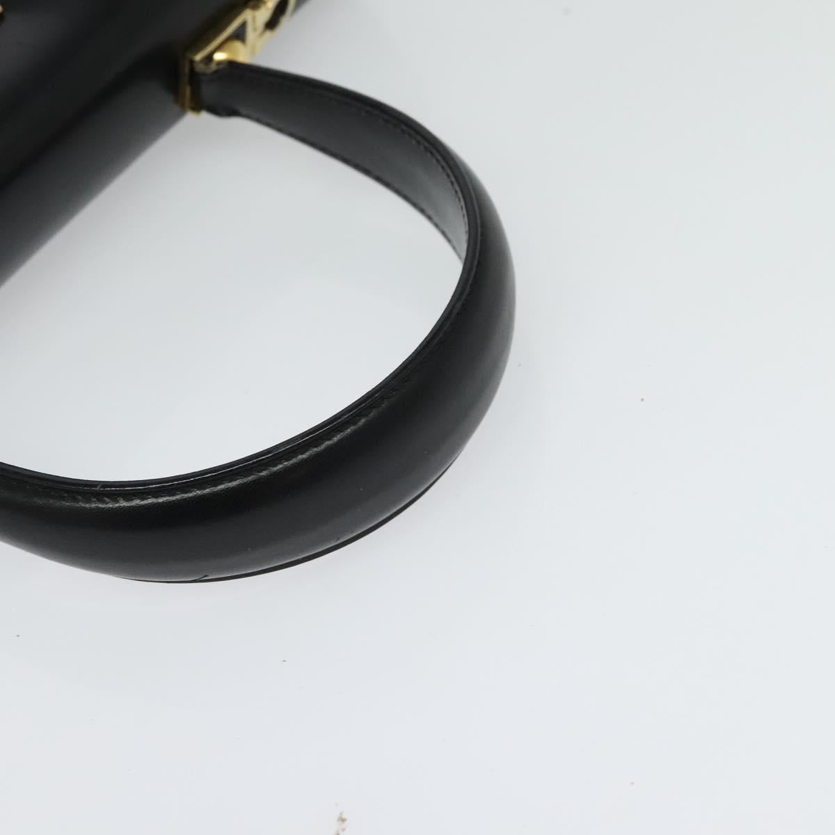 Salvatore Ferragamo Gancini Hand Bag Leather 2way Black Gold Auth 133757