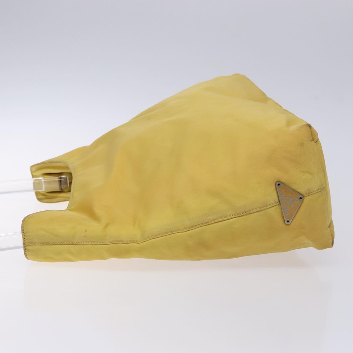 PRADA Shoulder Bag Nylon Plastic Yellow Silver Auth 133760
