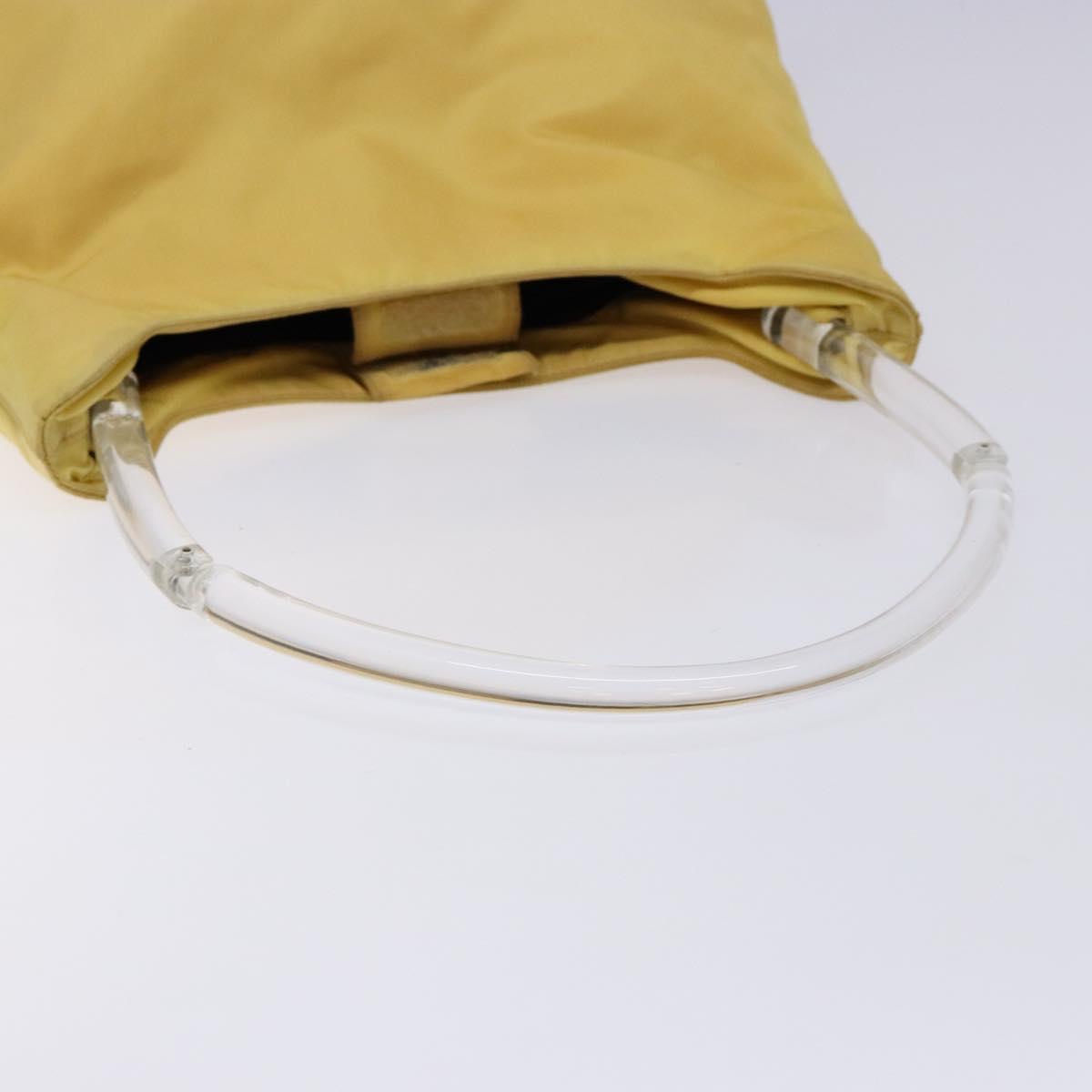 PRADA Shoulder Bag Nylon Plastic Yellow Silver Auth 133760