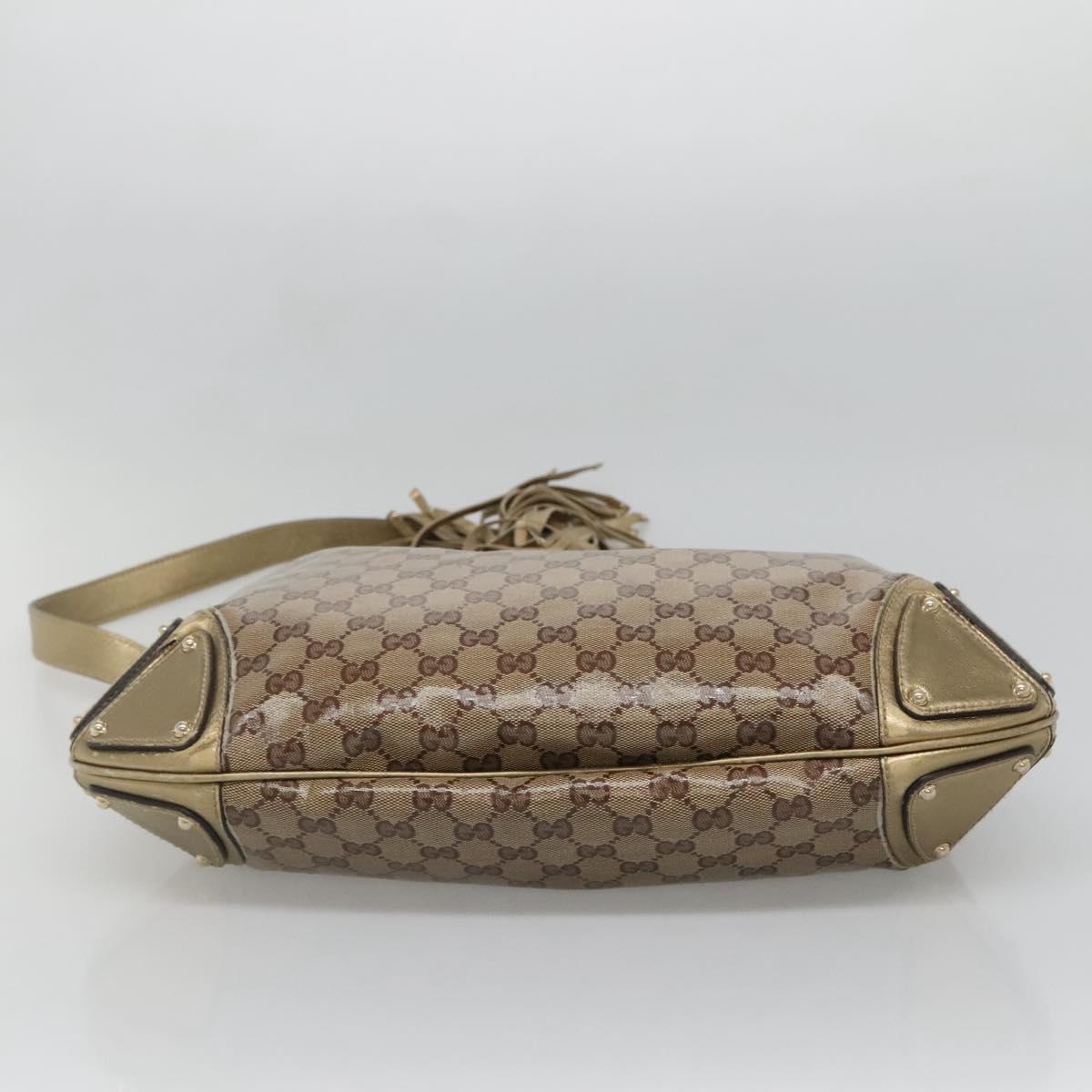 GUCCI GG Crystal Hand Bag Coated Canvas 2way Beige Gold 185566 Auth 133761