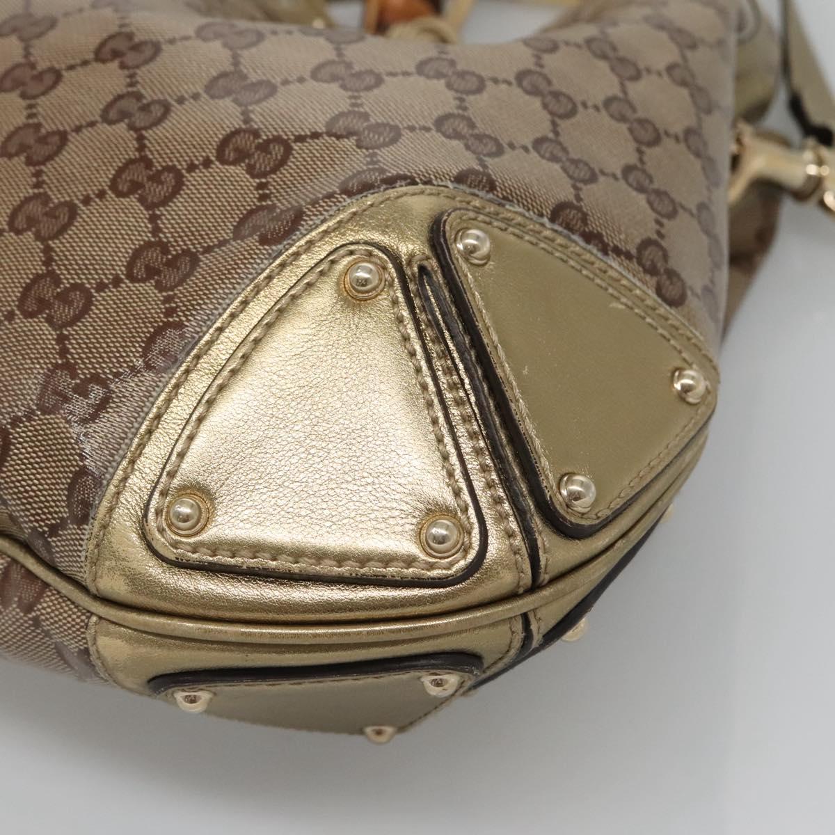 GUCCI GG Crystal Hand Bag Coated Canvas 2way Beige Gold 185566 Auth 133761