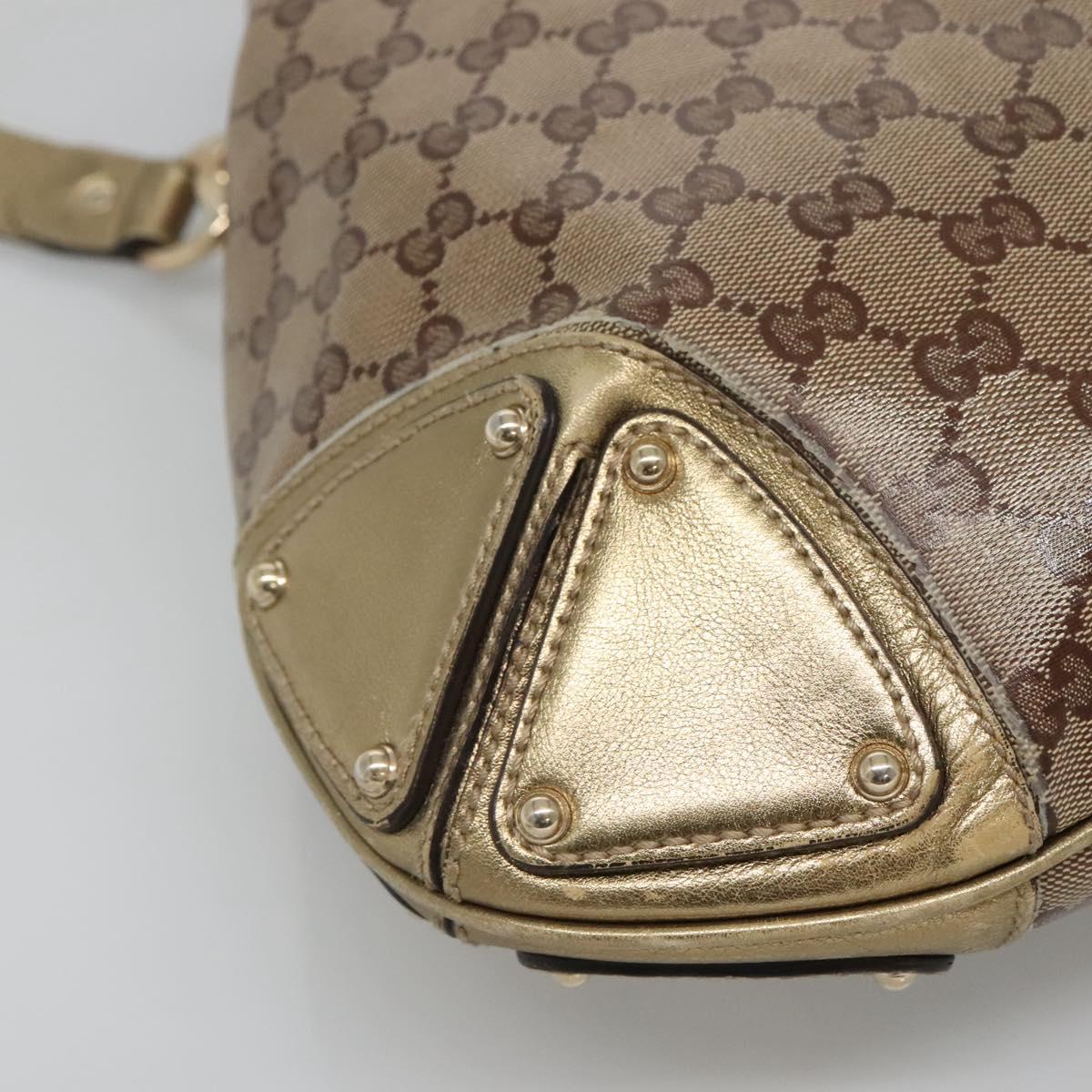 GUCCI GG Crystal Hand Bag Coated Canvas 2way Beige Gold 185566 Auth 133761