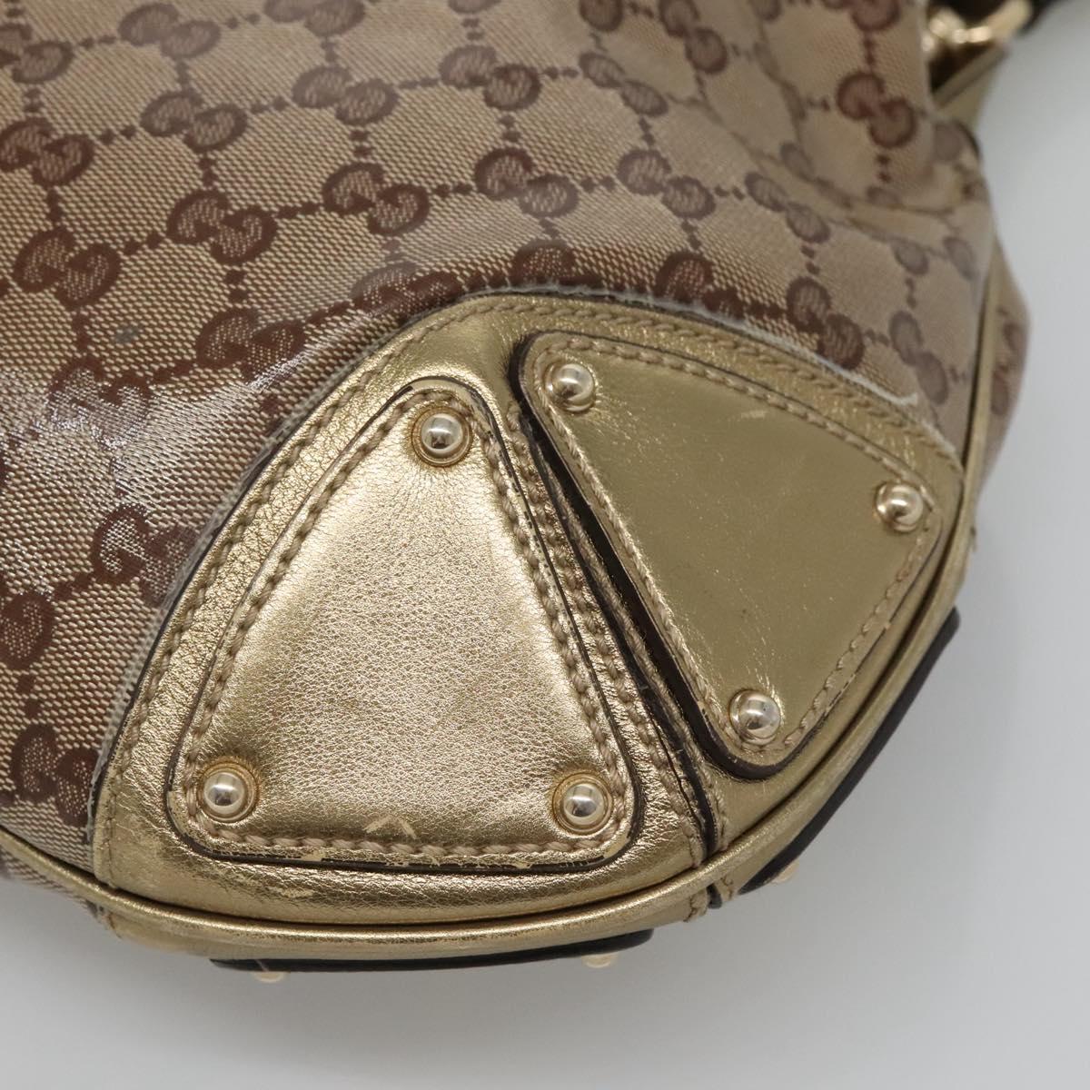 GUCCI GG Crystal Hand Bag Coated Canvas 2way Beige Gold 185566 Auth 133761