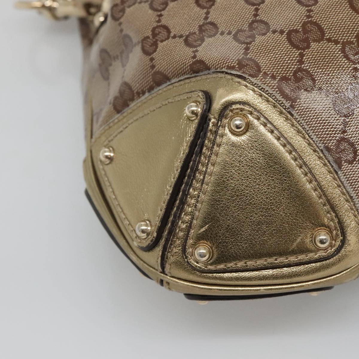 GUCCI GG Crystal Hand Bag Coated Canvas 2way Beige Gold 185566 Auth 133761