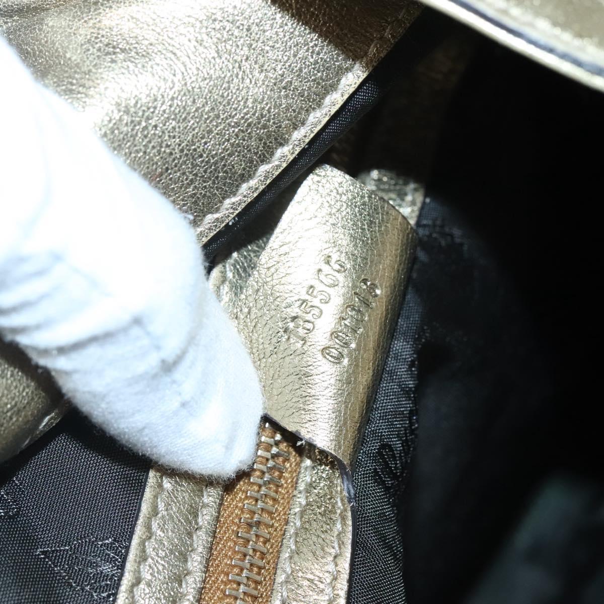 GUCCI GG Crystal Hand Bag Coated Canvas 2way Beige Gold 185566 Auth 133761