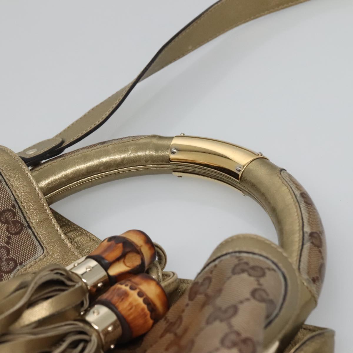 GUCCI GG Crystal Hand Bag Coated Canvas 2way Beige Gold 185566 Auth 133761