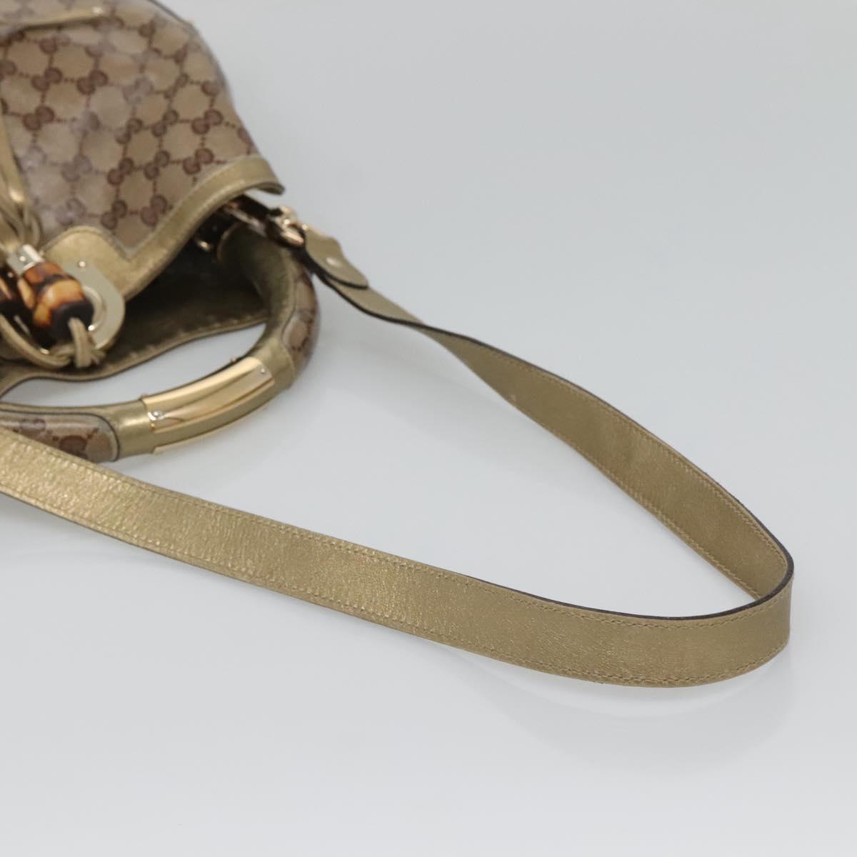 GUCCI GG Crystal Hand Bag Coated Canvas 2way Beige Gold 185566 Auth 133761