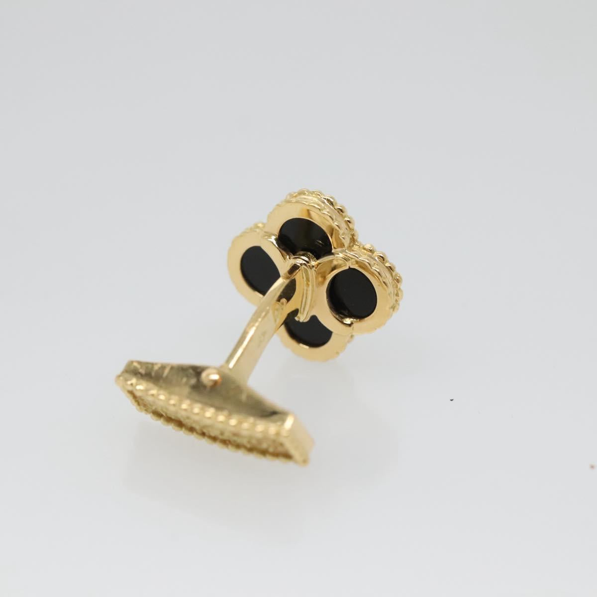 Van Cleef & Arpels Vintage Alhan Cuffs 18K Gold Tone Black Auth 133768SM