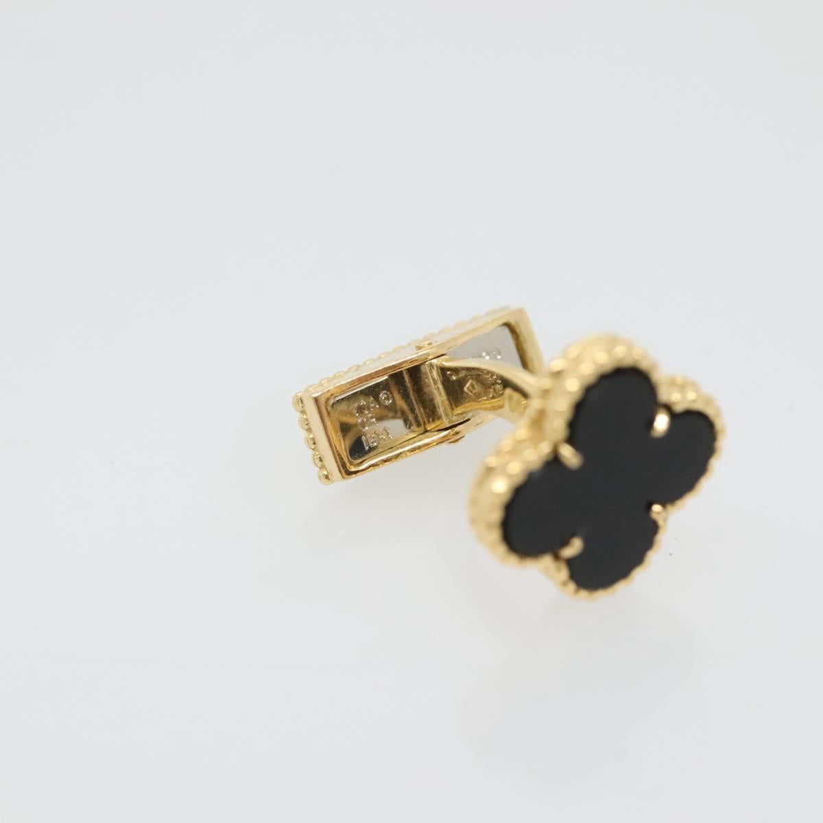 Van Cleef & Arpels Vintage Alhan Cuffs 18K Gold Tone Black Auth 133768SM