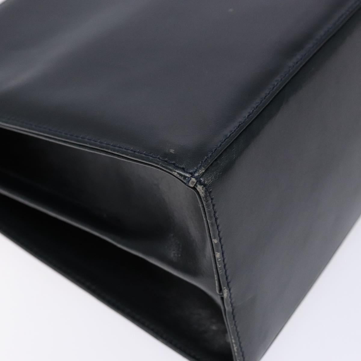 Salvatore Ferragamo Gancini Hand Bag Leather 2way Navy Gold Auth 133776