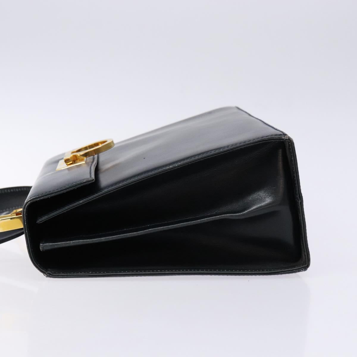 Salvatore Ferragamo Gancini Hand Bag Leather 2way Navy Gold Auth 133776