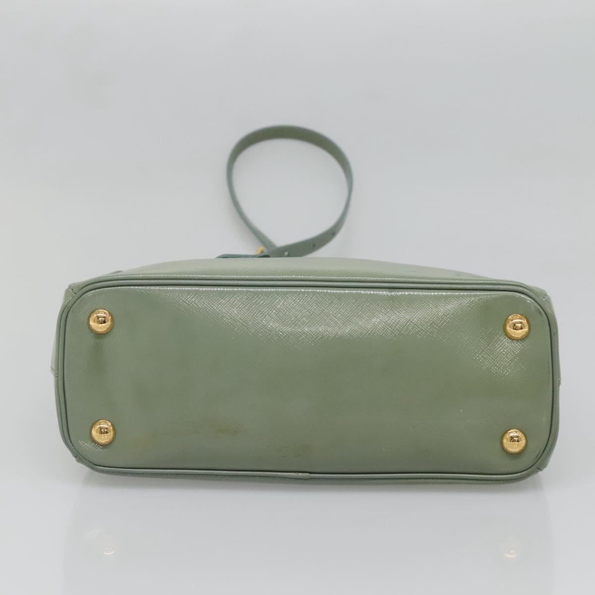 PRADA Galleria Hand Bag Safiano leather 2way Gold Light green Auth 133778