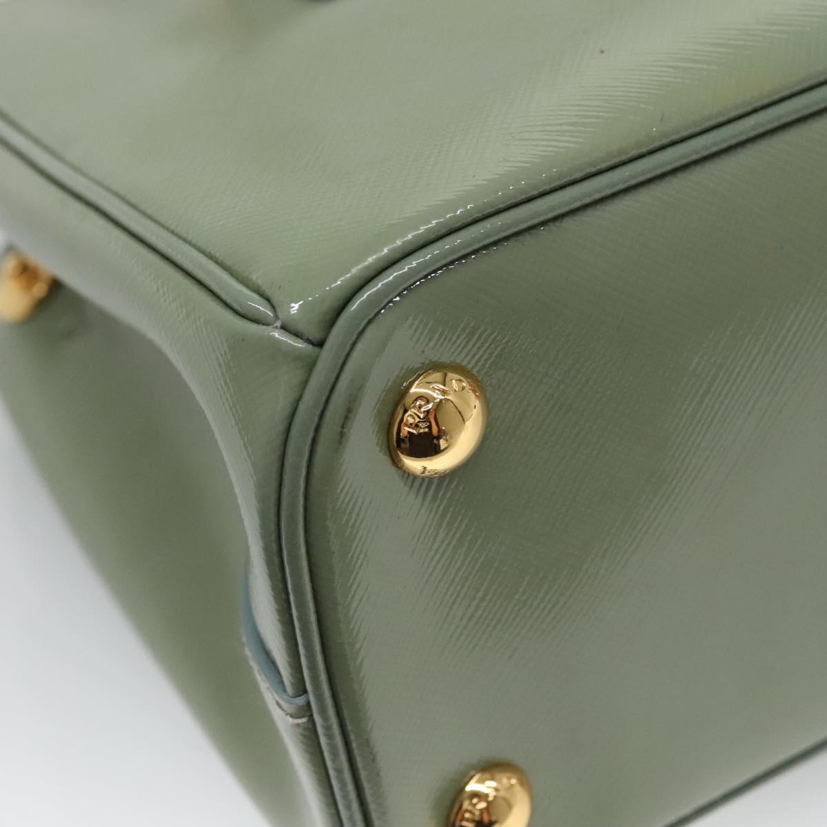 PRADA Galleria Hand Bag Safiano leather 2way Gold Light green Auth 133778